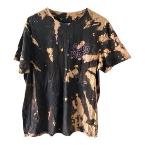 Bleach Dyed “Good Vibes” Graphic Tee – No Tag (Fits Like Medium)
